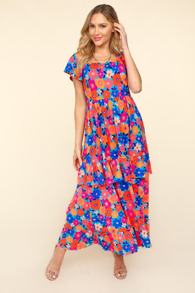 Haptics Floral Maxi Ruffled Dress with Side Pockets