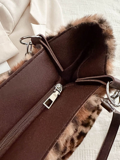 Faux Fur Leopard Shoulder Bag