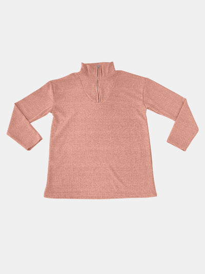 Full Size Quarter Zip Long Sleeve Top