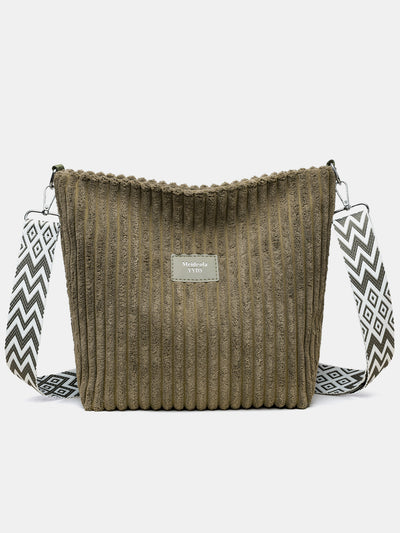 Corduroy Solid Color Crossbody with Removable Strap