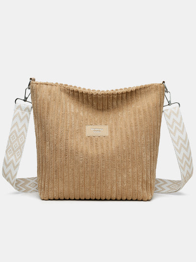 Corduroy Solid Color Crossbody with Removable Strap