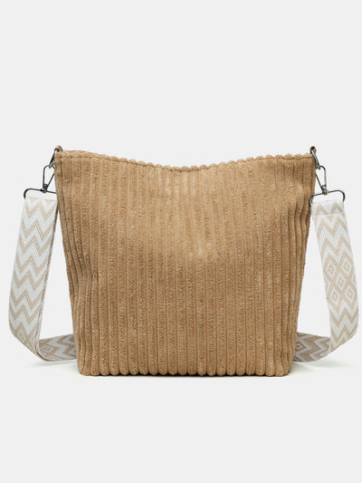 Corduroy Solid Color Crossbody with Removable Strap