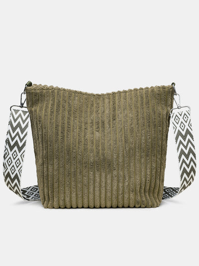 Corduroy Solid Color Crossbody with Removable Strap