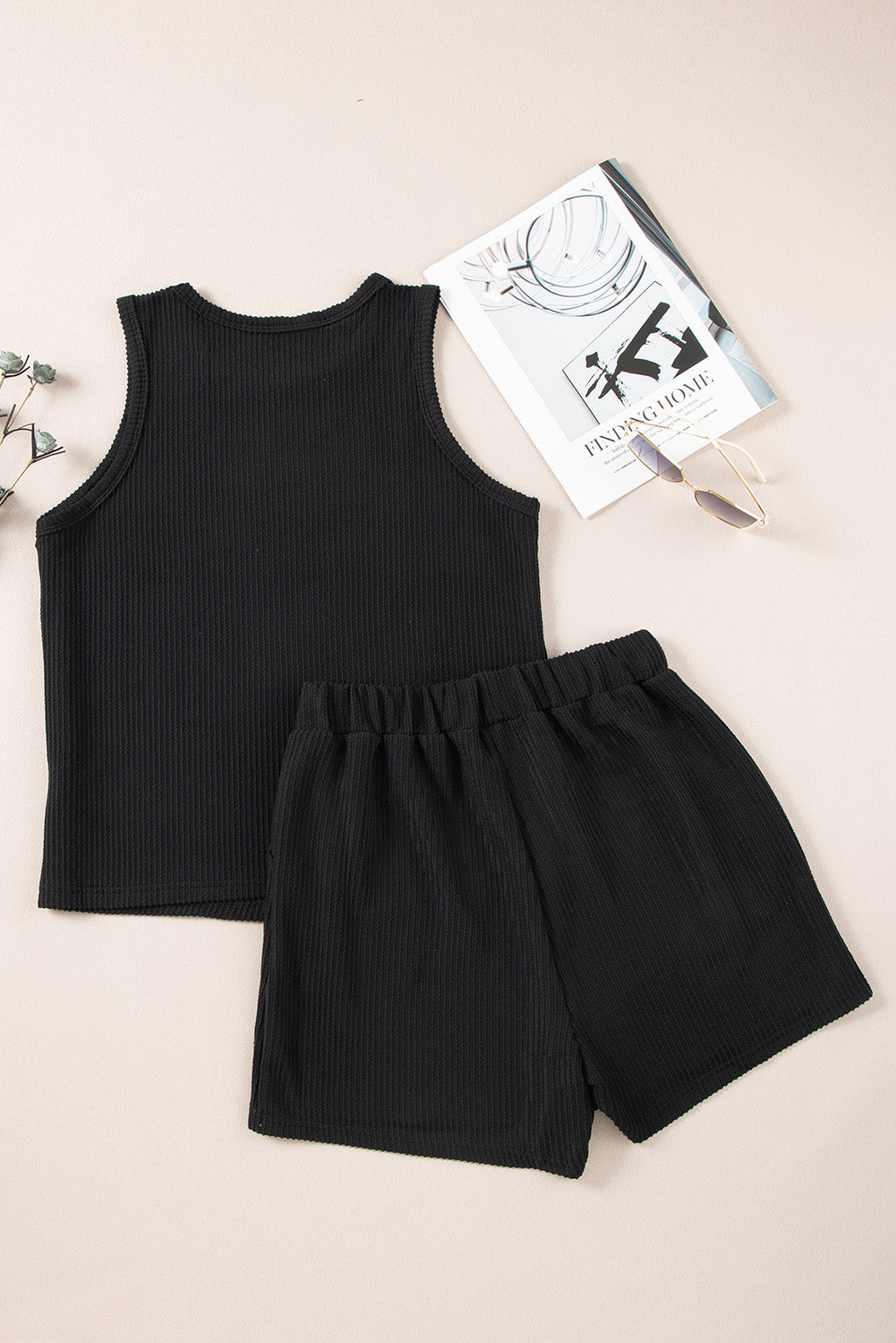 Round Neck Sleeveless Top and Shorts Set